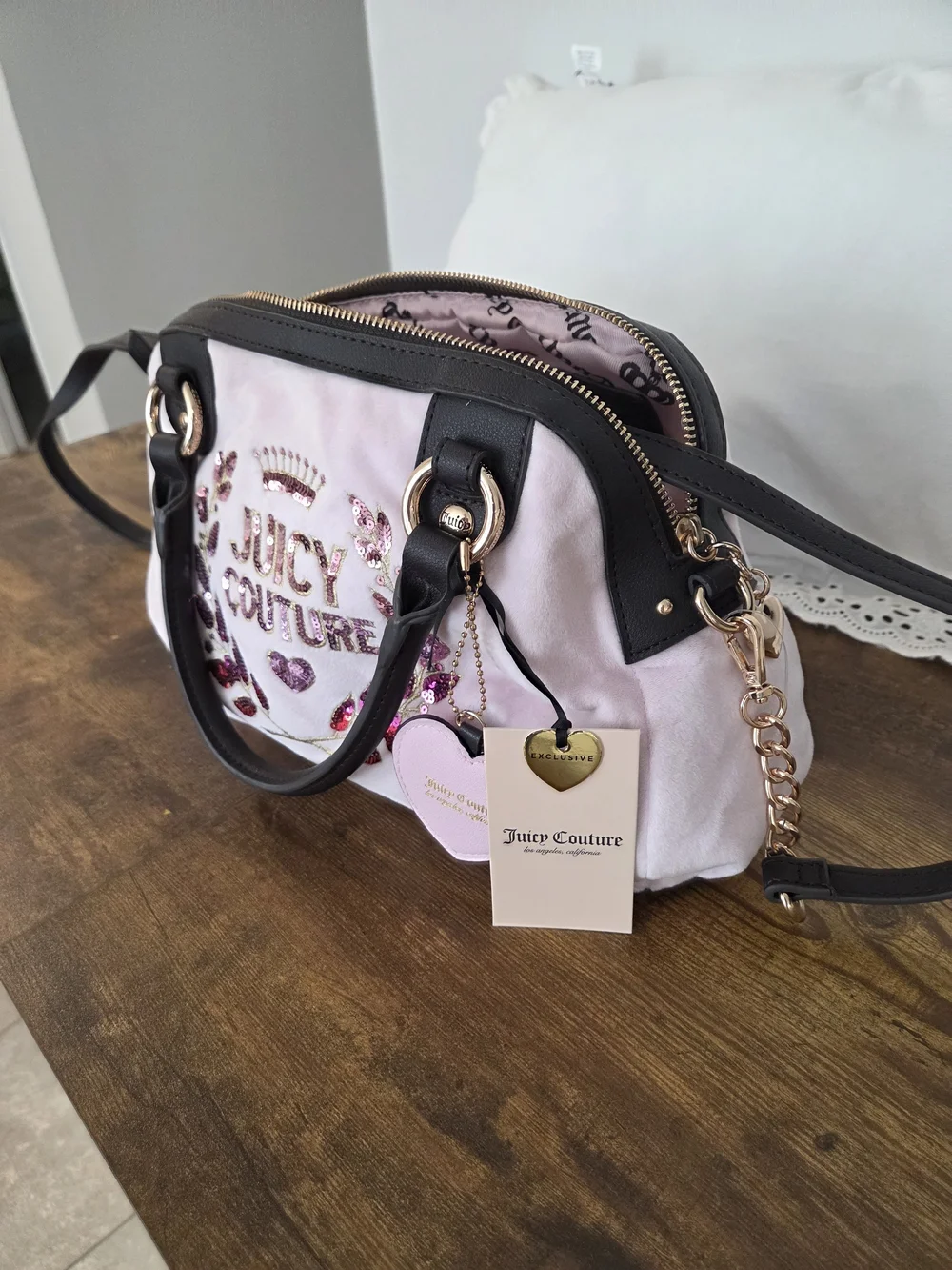 Juicy Couture Pink Embellished Satchel Bag
